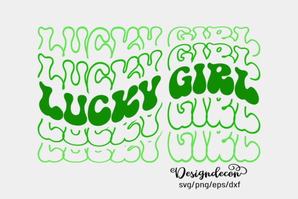 Lucky Girl Mirrored Text Retro Svg Png Review
